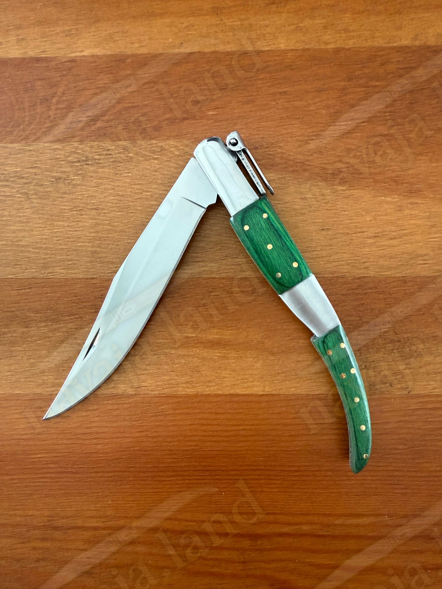 5.3" Arabian Style Classic Spanish Navaja Knife Green Wood Scales With a Ratchet