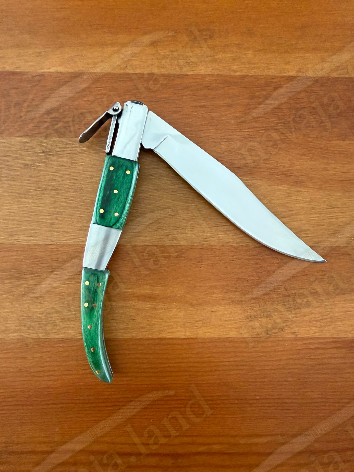 5.3" Arabian Style Classic Spanish Navaja Knife Green Wood Scales With a Ratchet
