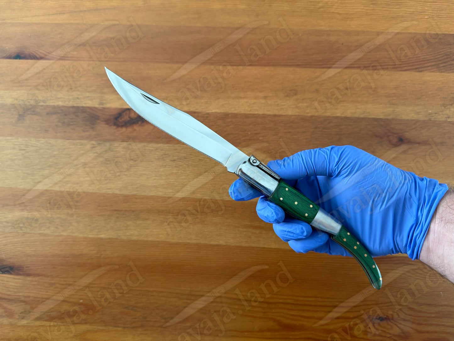 5.3" Arabian Style Classic Spanish Navaja Knife Green Wood Scales With a Ratchet