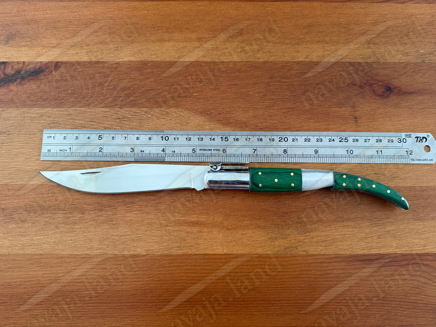 5.3" Arabian Style Classic Spanish Navaja Knife Green Wood Scales With a Ratchet