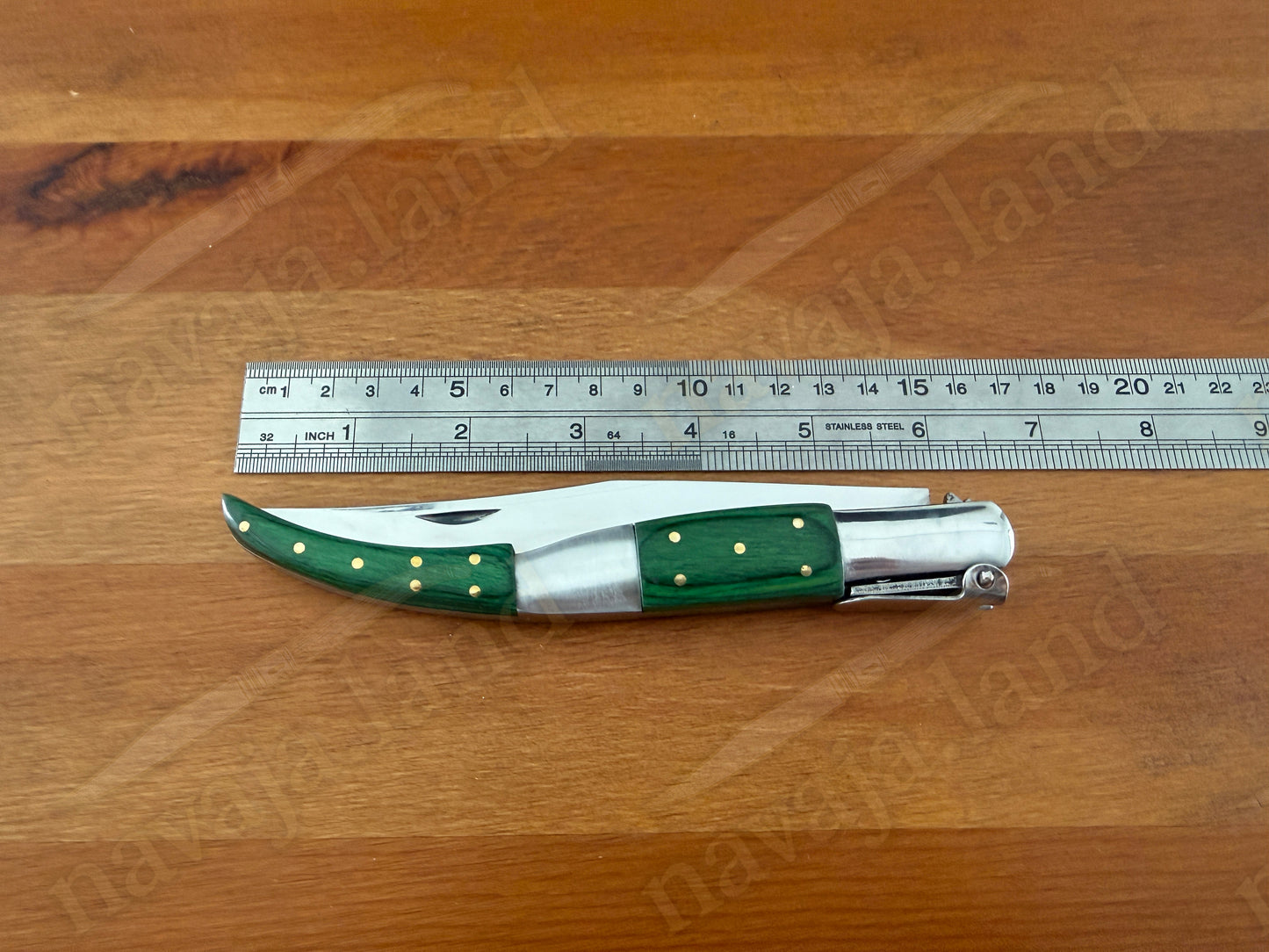5.3" Arabian Style Classic Spanish Navaja Knife Green Wood Scales With a Ratchet
