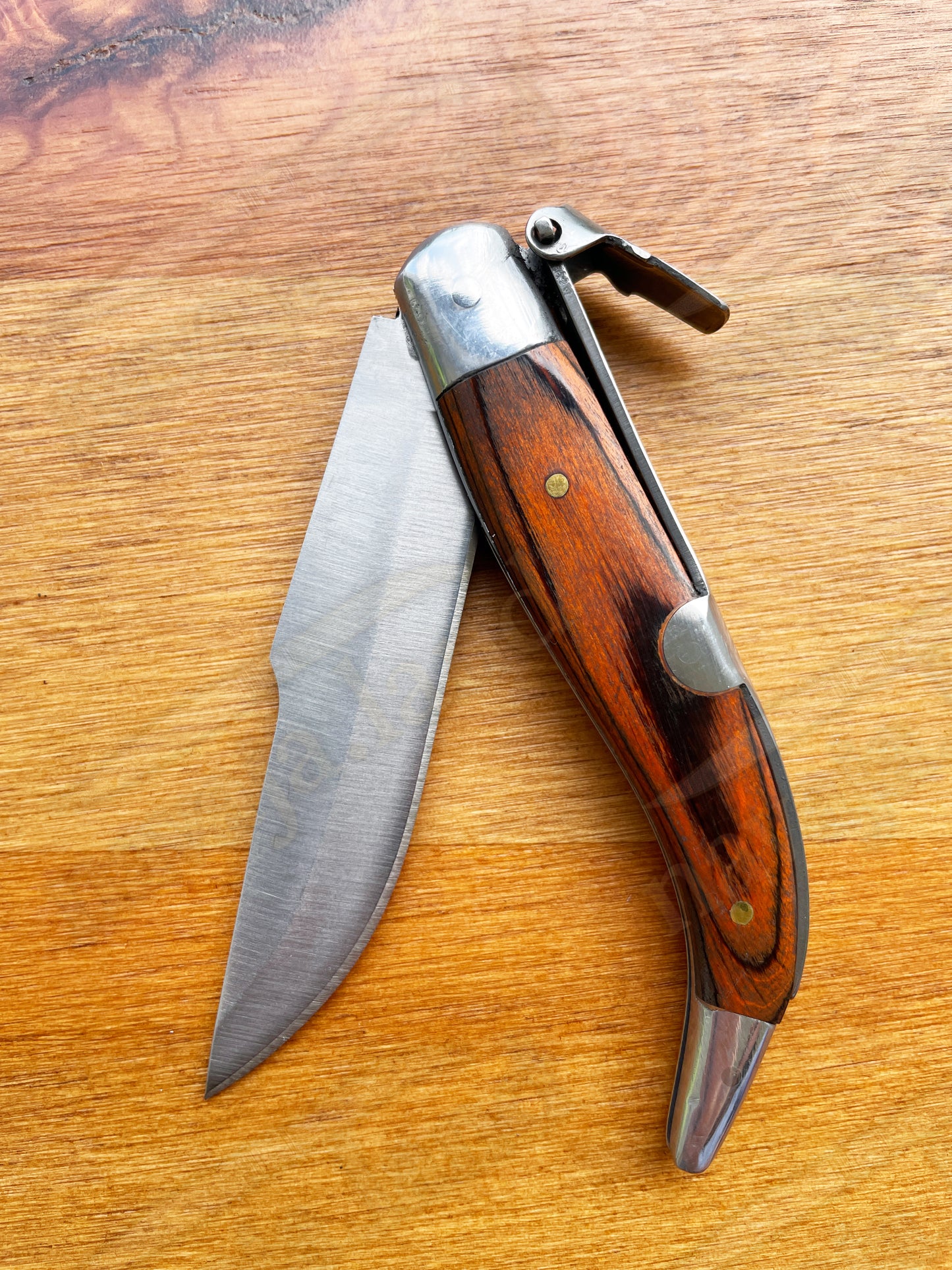 3.14” Blade Classic Spanish Navaja Albaceteña Teja Folding Knife Red Wood Scales