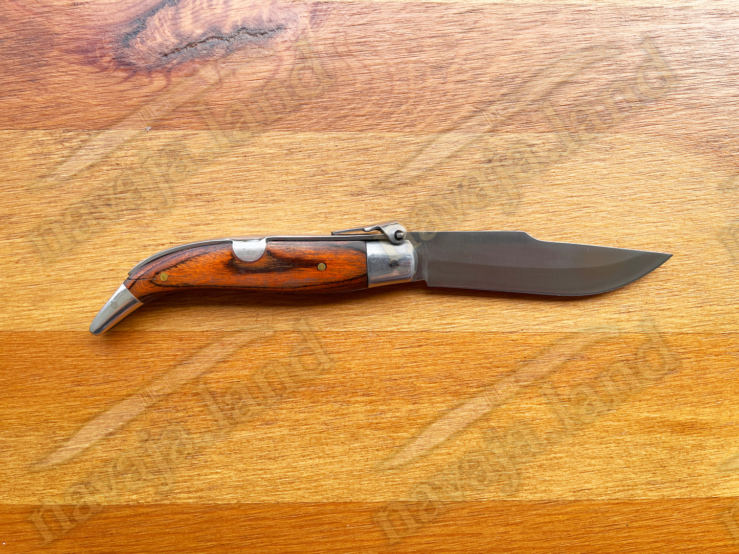 3.14” Blade Classic Spanish Navaja Albaceteña Teja Folding Knife Red Wood Scales
