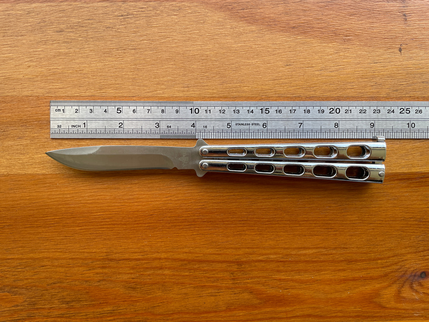 4.33" Stainless Blade Stain Finish Fan Folding Knife Silver Steel Handle