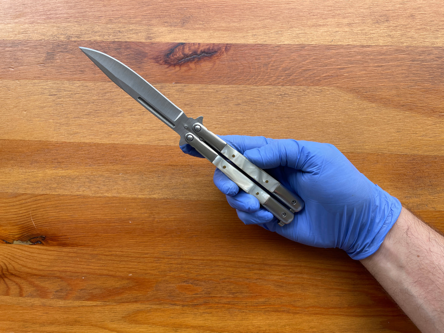 4.5" Stainless Steel Blade Fan Folding Knife Methacrylate Imitation Mother-Of-Pearl Handle