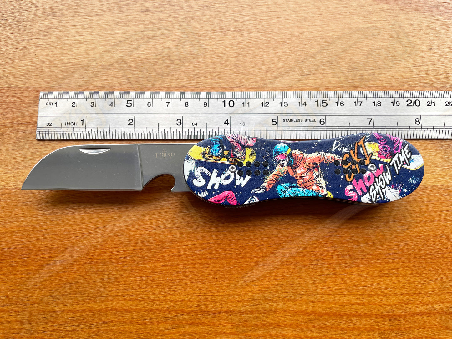 3.14” Snowboard Pocket Knife – Bottle Opener | Liner Lock | Aluminum Handle