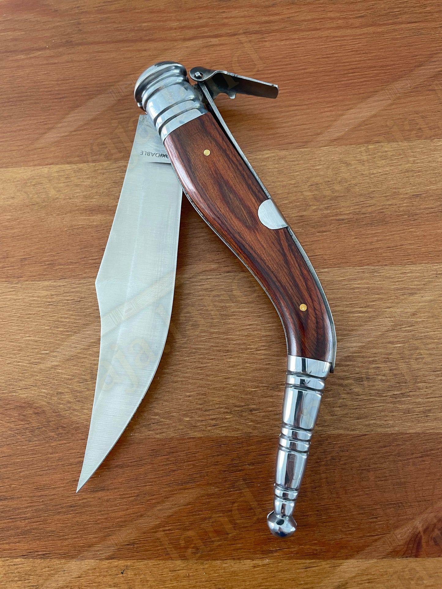 🔥 5.5" Sevillian (Sevillana) Style Classic Spanish Navaja Folding Knife – Red Wood Handle | Ratchet Lock | Made in Spain