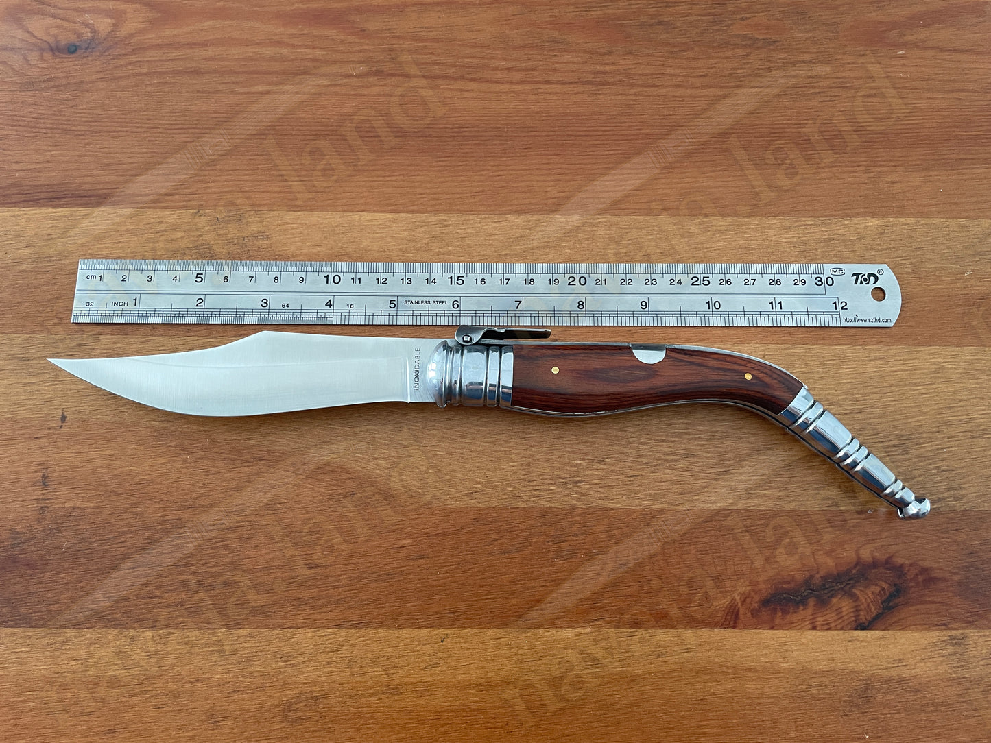 🔥 5.5" Sevillian (Sevillana) Style Classic Spanish Navaja Folding Knife – Red Wood Handle | Ratchet Lock | Made in Spain
