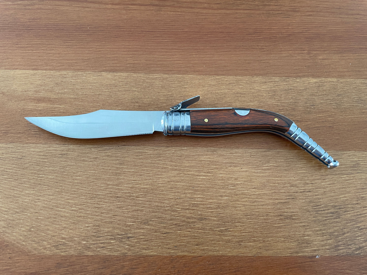 3.5” Sevillana Style Navaja Pocket Knife Red Wood Scales From Spain With Ratchet