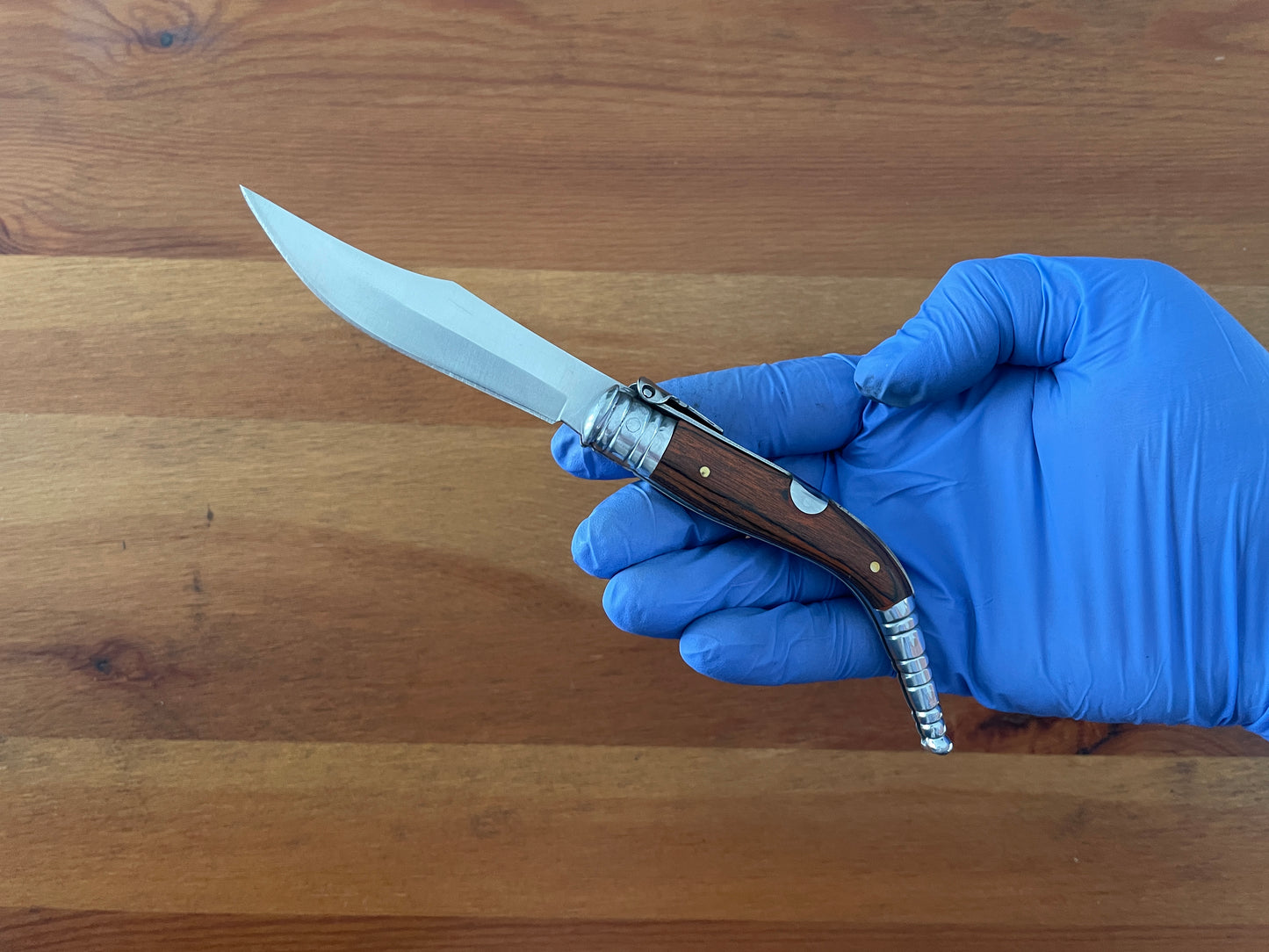 3.5” Sevillana Style Navaja Pocket Knife Red Wood Scales From Spain With Ratchet