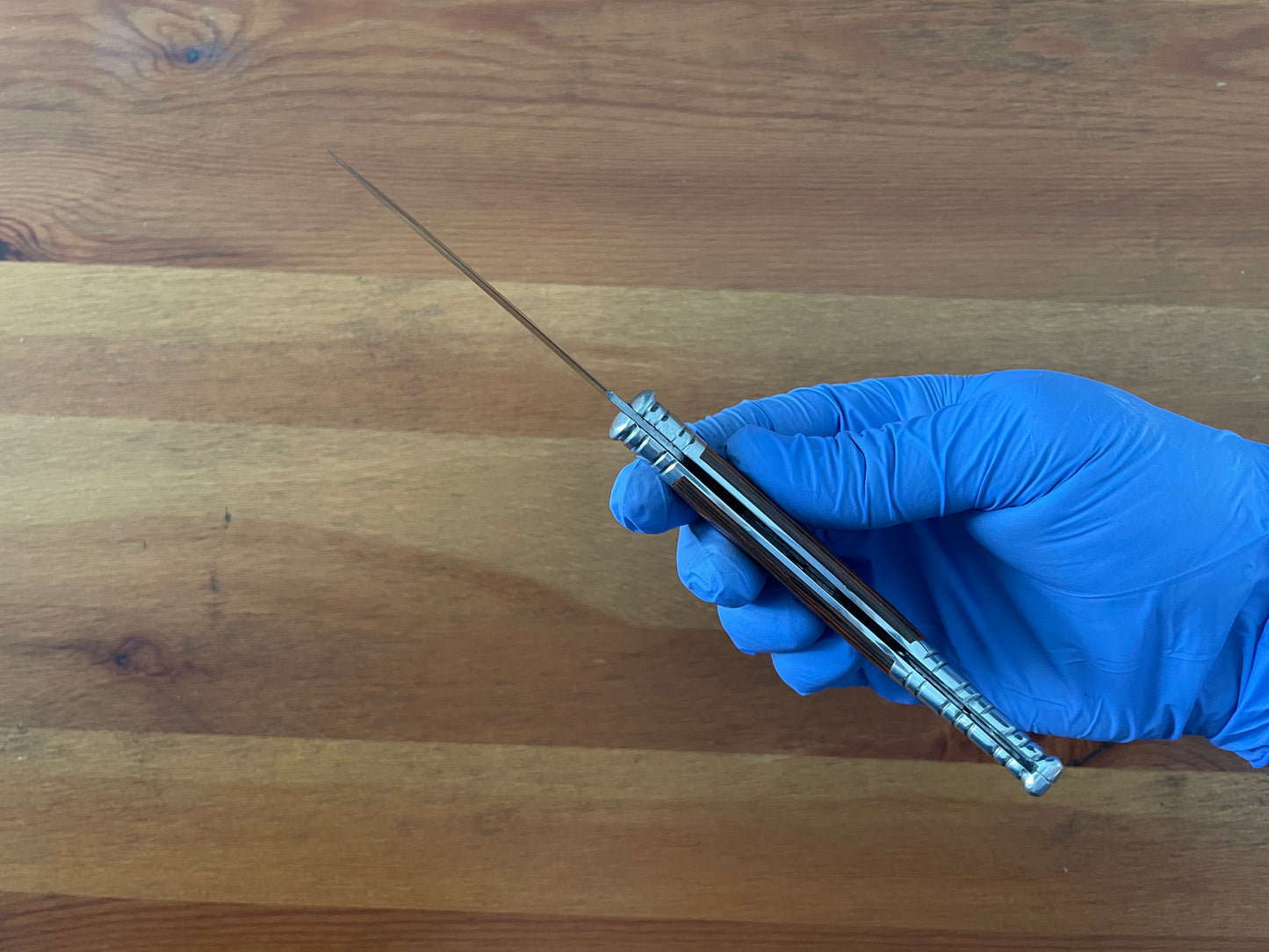 3.5” Sevillana Style Navaja Pocket Knife Red Wood Scales From Spain With Ratchet