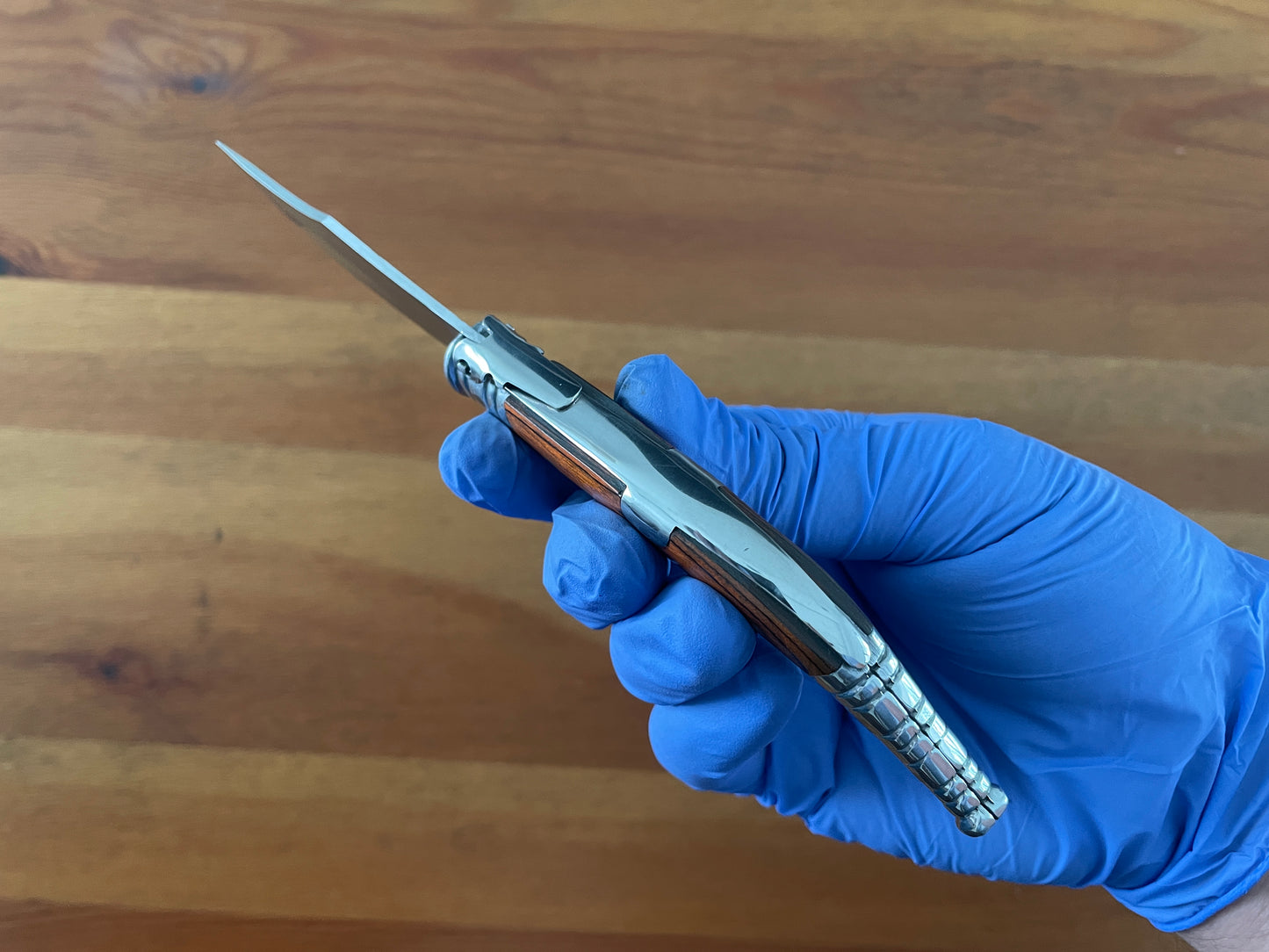 3.5” Sevillana Style Navaja Pocket Knife Red Wood Scales From Spain With Ratchet