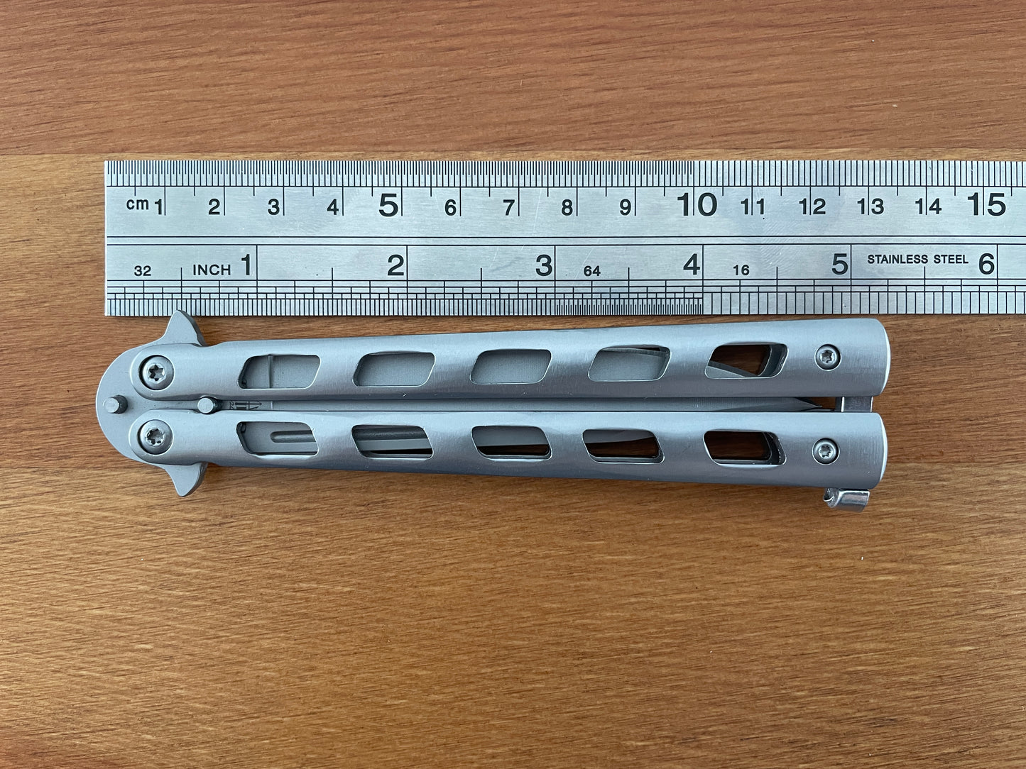 4.7" Stainless Steel Blade Folding Fan Knife Stainless Steel Handle with Holes