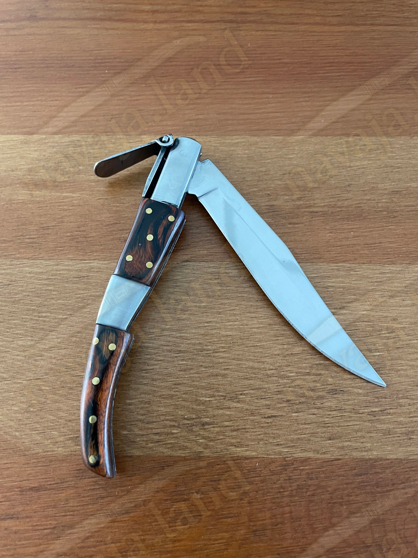🔪4” Arabian Style Spanish Navaja – Red Wood & Steel Handle | Ratchet (Carraca) | Made in Spain