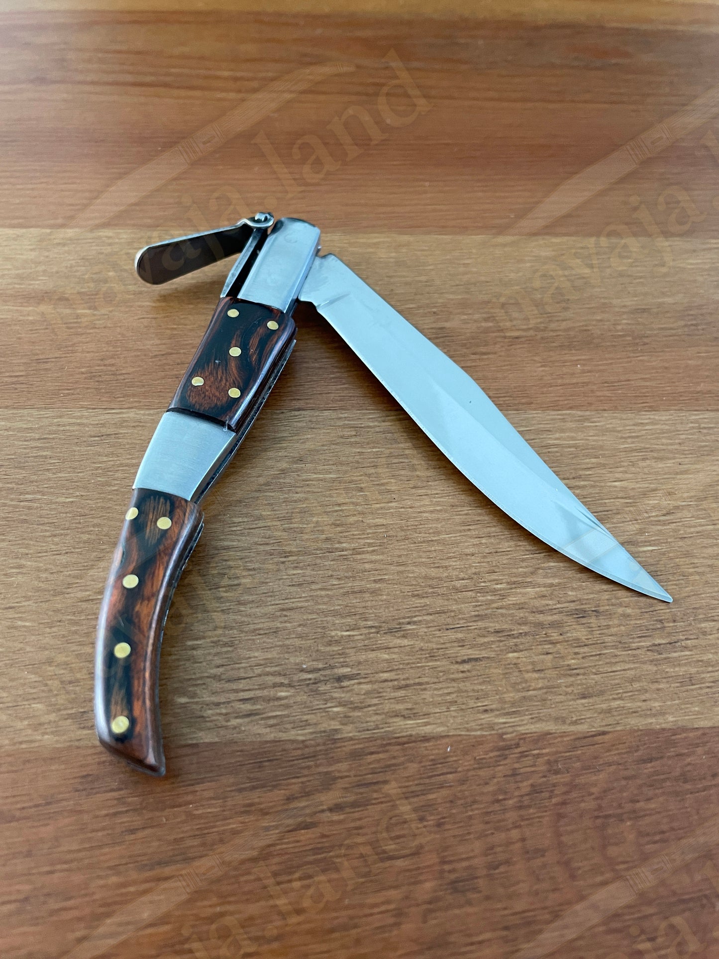 🔪4” Arabian Style Spanish Navaja – Red Wood & Steel Handle | Ratchet (Carraca) | Made in Spain