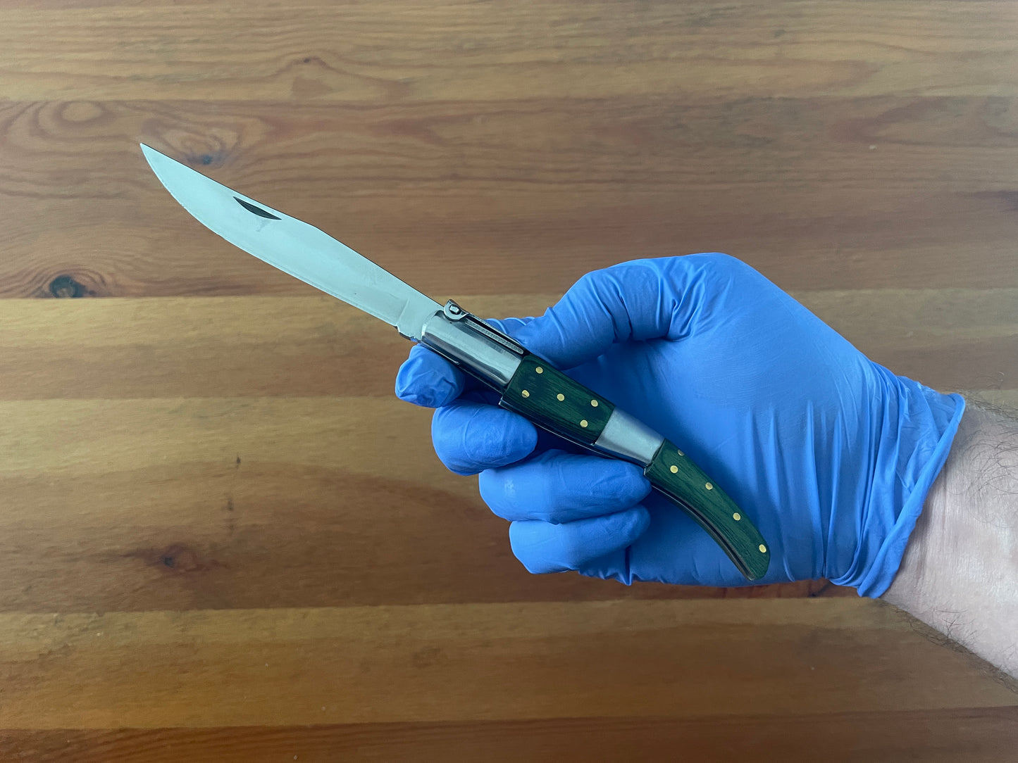 4” Arabian Folding Pocket Knife Green Wood and Steel Handle Navaja With Ratchet