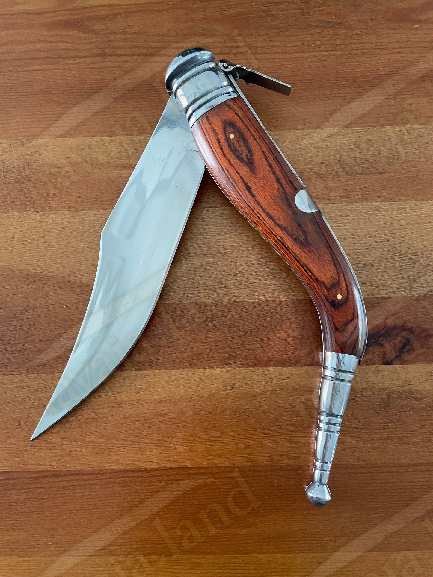 9" Blade Giant Navaja Sevillana Folding Knife Red Wood Scales w/ Ratchet - Spain
