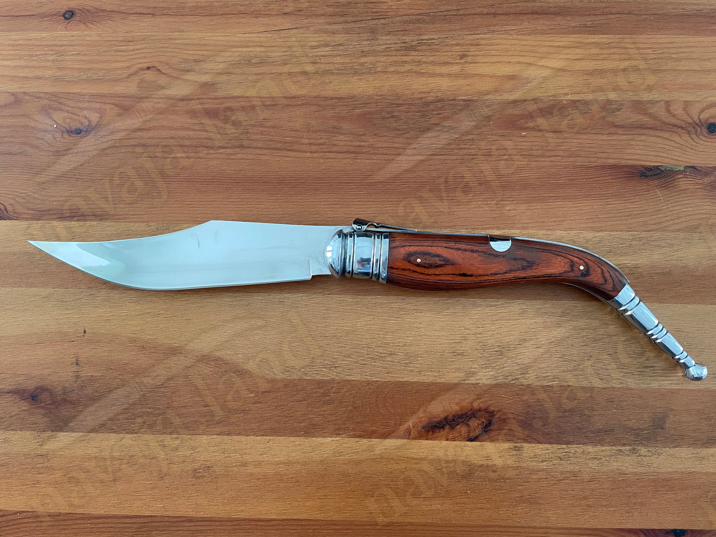 9" Blade Giant Navaja Sevillana Folding Knife Red Wood Scales w/ Ratchet - Spain