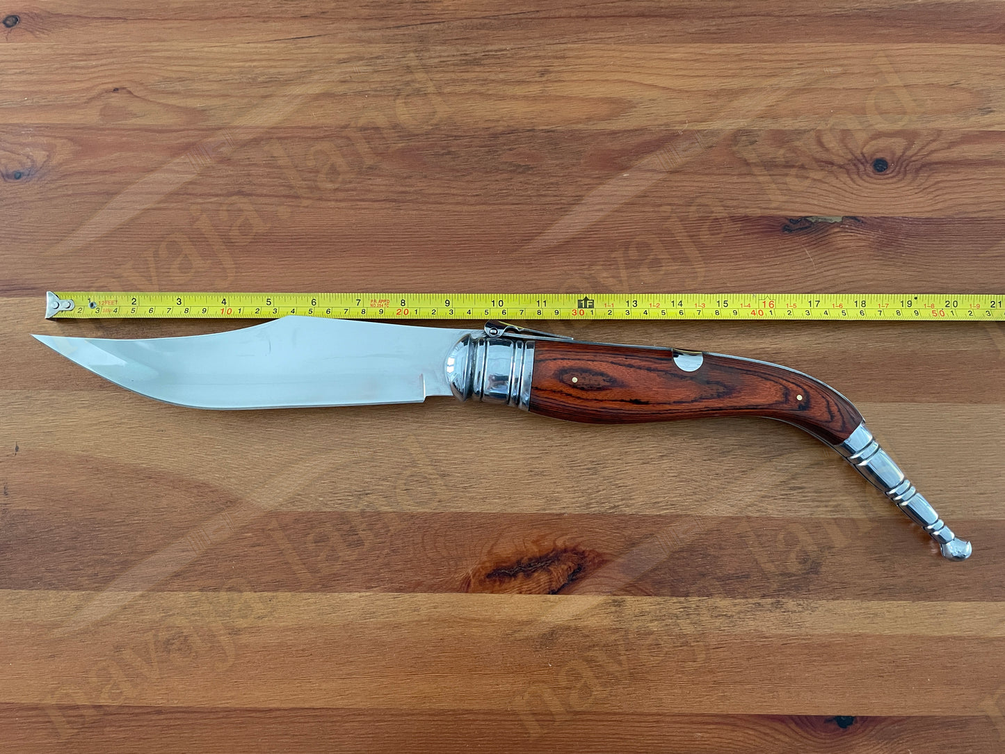 9" Blade Giant Navaja Sevillana Folding Knife Red Wood Scales w/ Ratchet - Spain