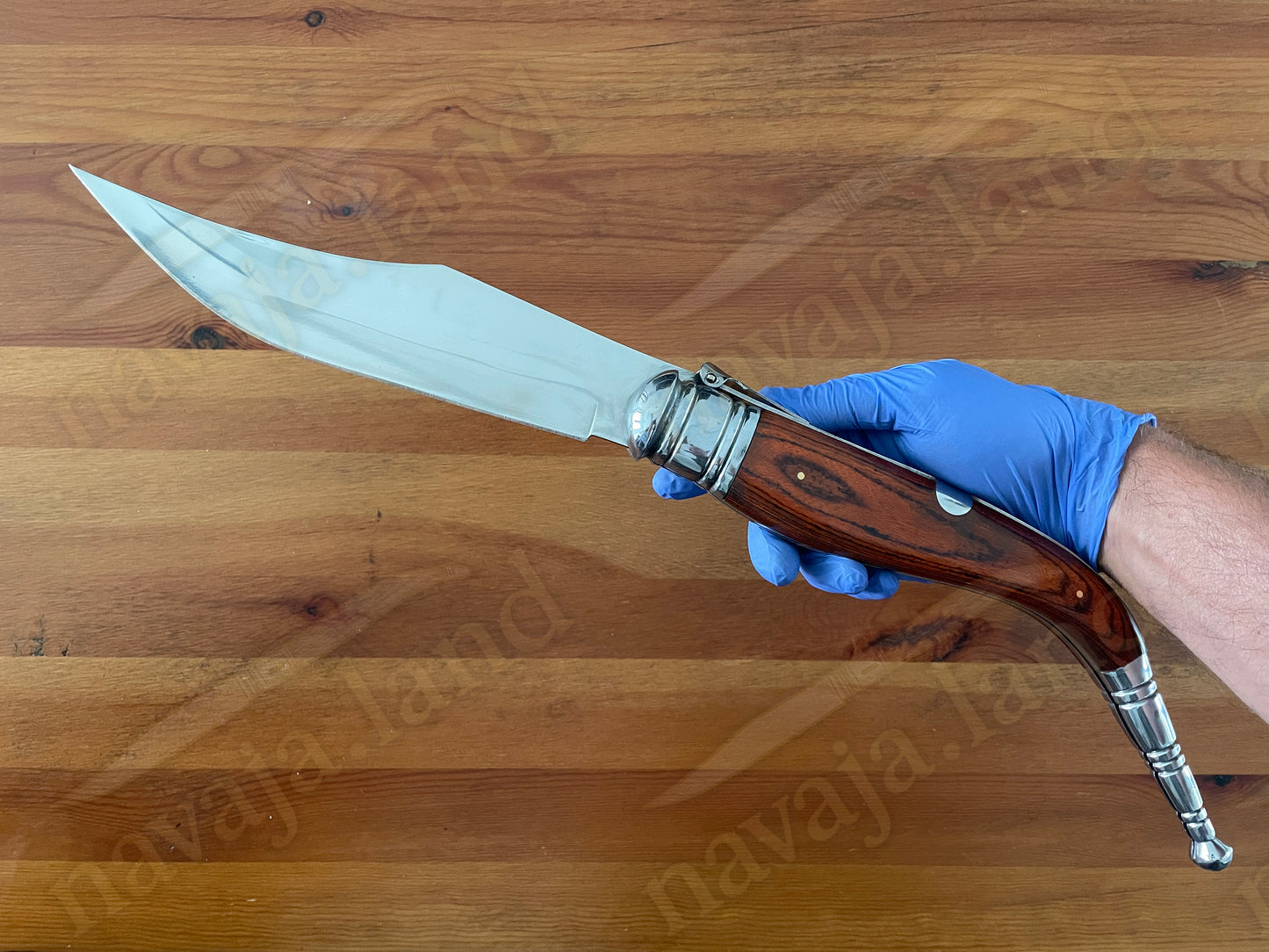 9" Blade Giant Navaja Sevillana Folding Knife Red Wood Scales w/ Ratchet - Spain