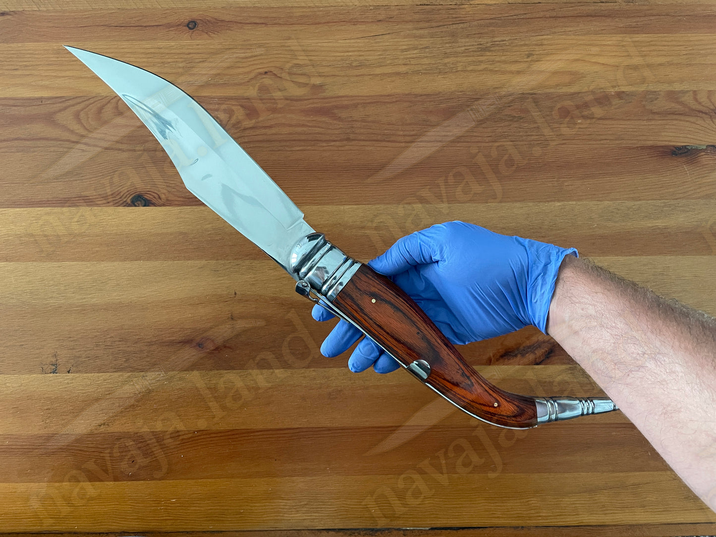 9" Blade Giant Navaja Sevillana Folding Knife Red Wood Scales w/ Ratchet - Spain