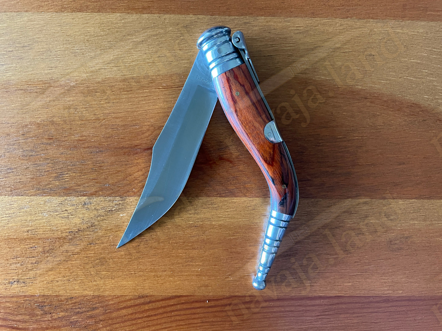 🔥4.5" Sevillana Style Classic Navaja Folding Knife Red Wood Handle Ratchet Lock