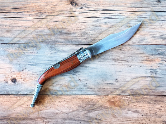 🔥4.5" Sevillana Style Classic Navaja Folding Knife Red Wood Handle Ratchet Lock