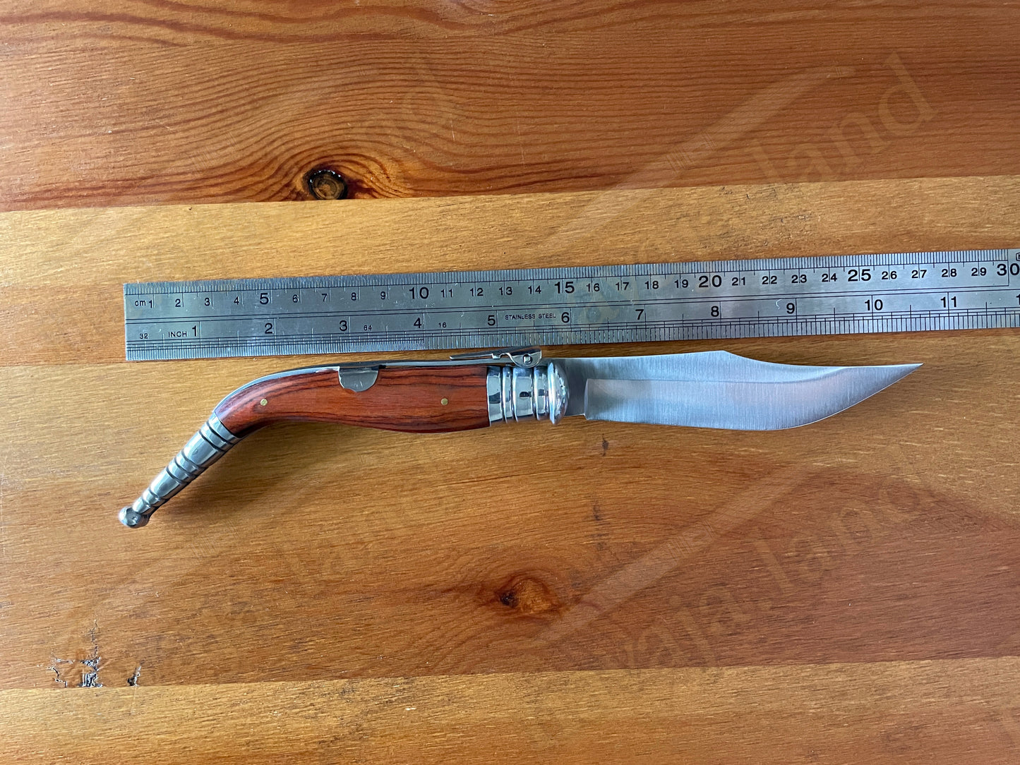 🔥4.5" Sevillana Style Classic Navaja Folding Knife Red Wood Handle Ratchet Lock