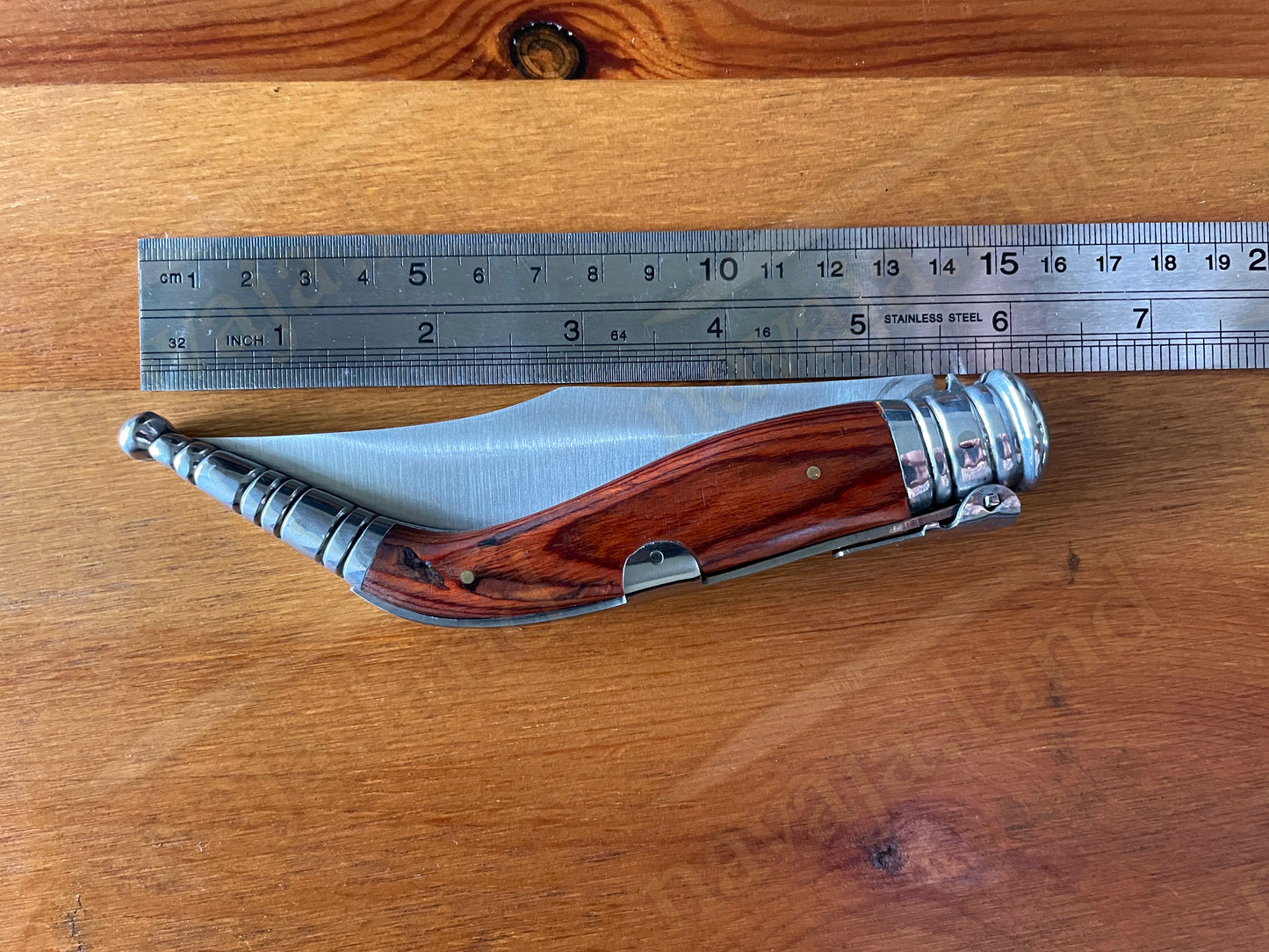 🔥4.5" Sevillana Style Classic Navaja Folding Knife Red Wood Handle Ratchet Lock