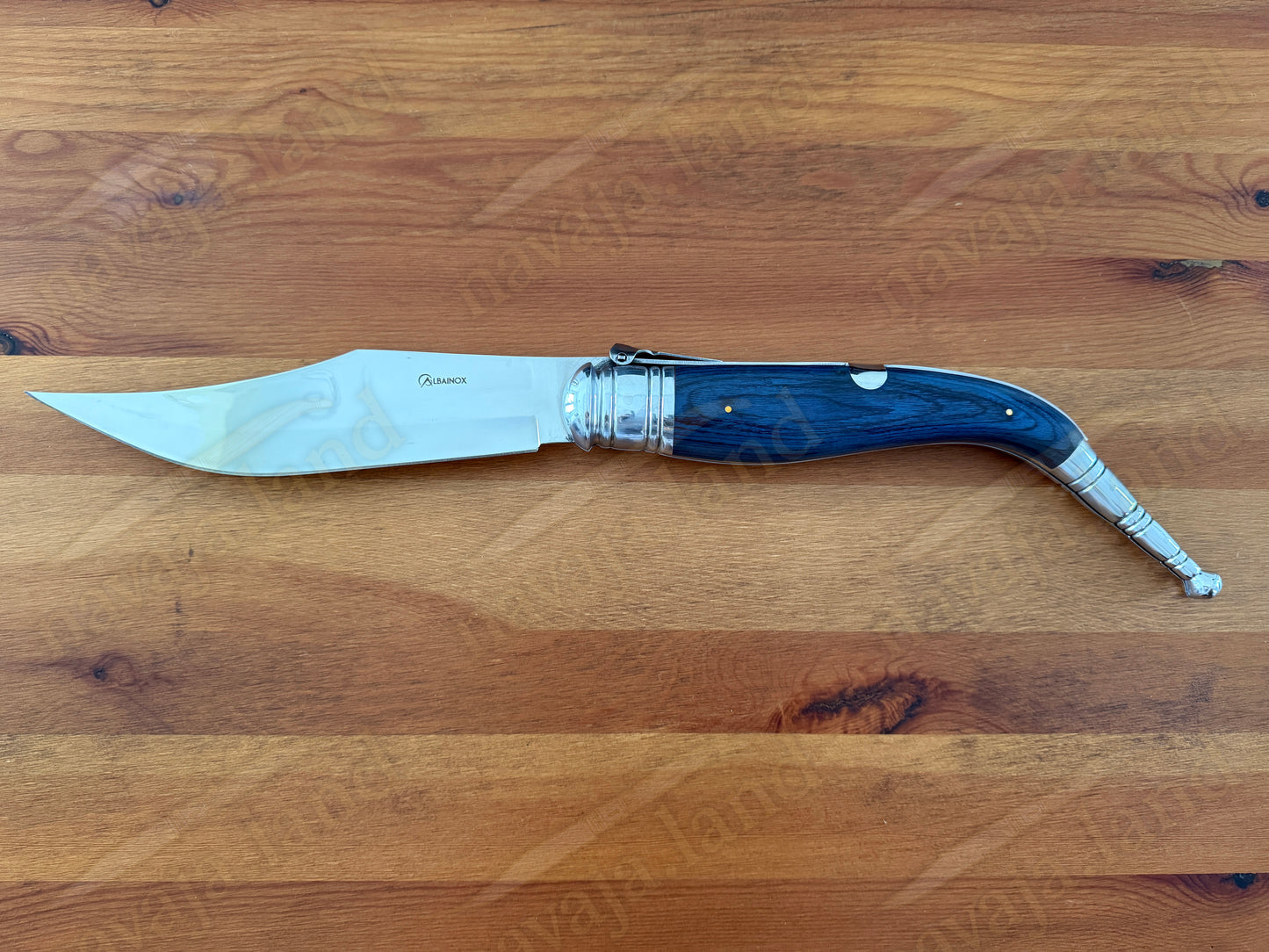 9" Blade Giant Navaja Sevillana Folding Knife Blue Wood Scales w/ Ratchet Spain