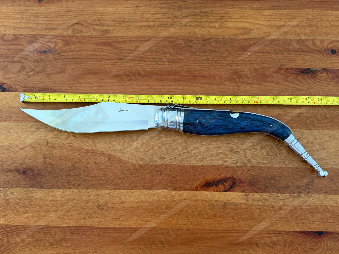 9" Blade Giant Navaja Sevillana Folding Knife Blue Wood Scales w/ Ratchet Spain