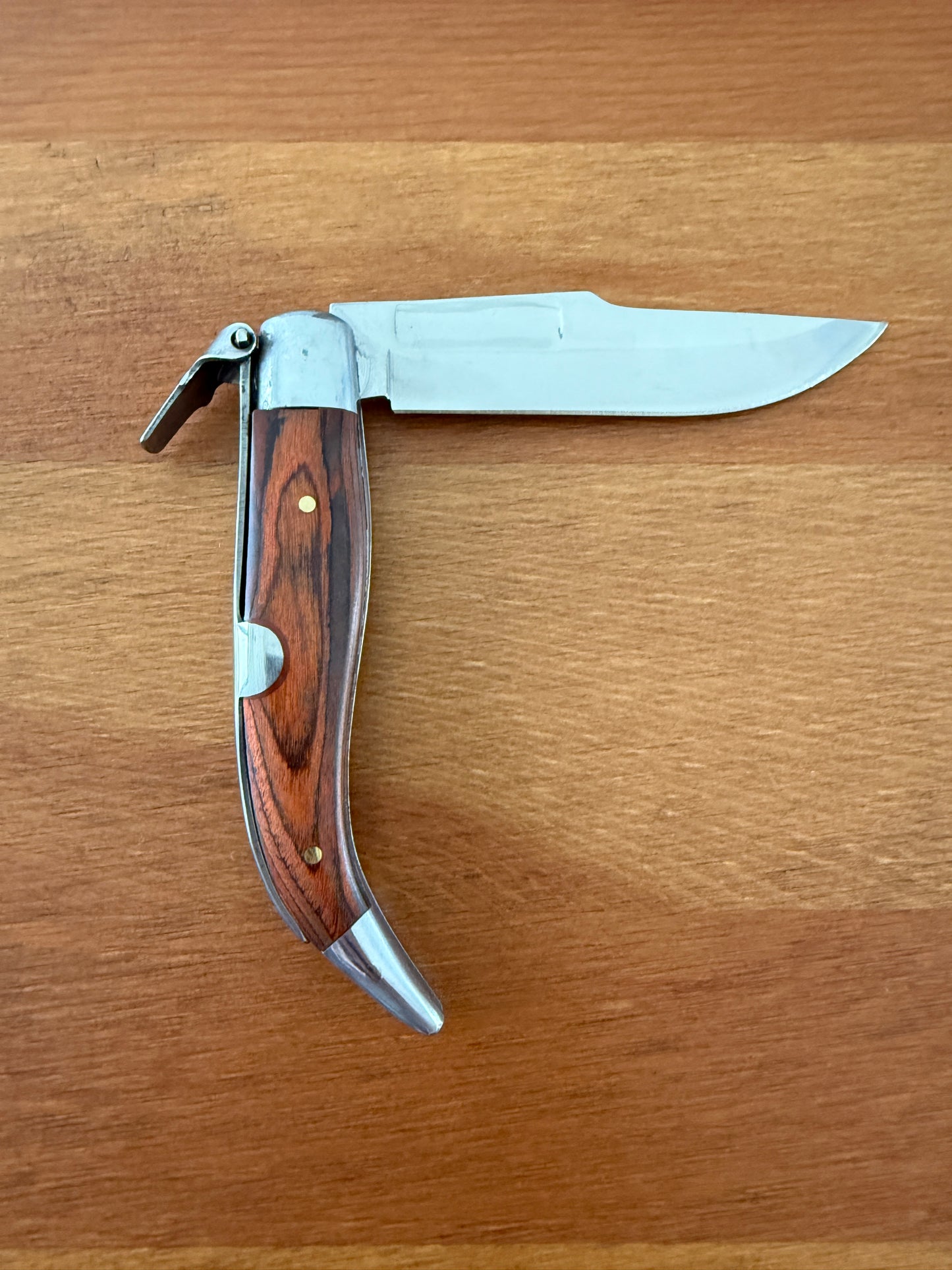3.14” Spanish Navaja Teja Albacete Pocket Knife Red Wood Handmade - USA Seller