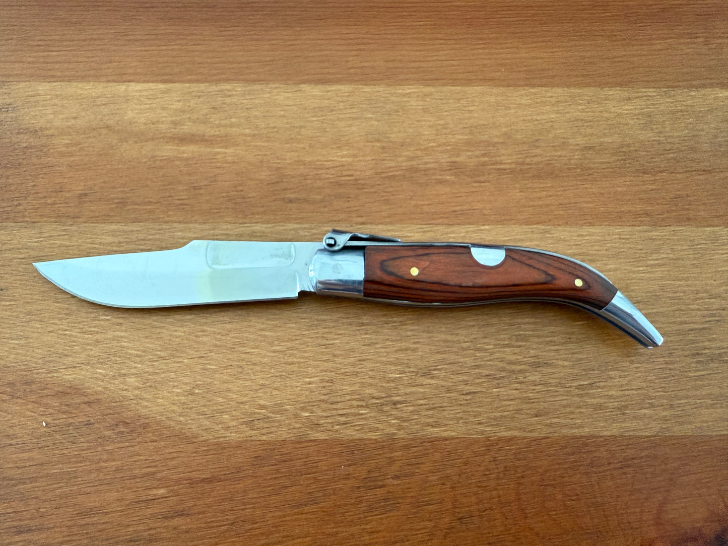 3.14” Spanish Navaja Teja Albacete Pocket Knife Red Wood Handmade - USA Seller