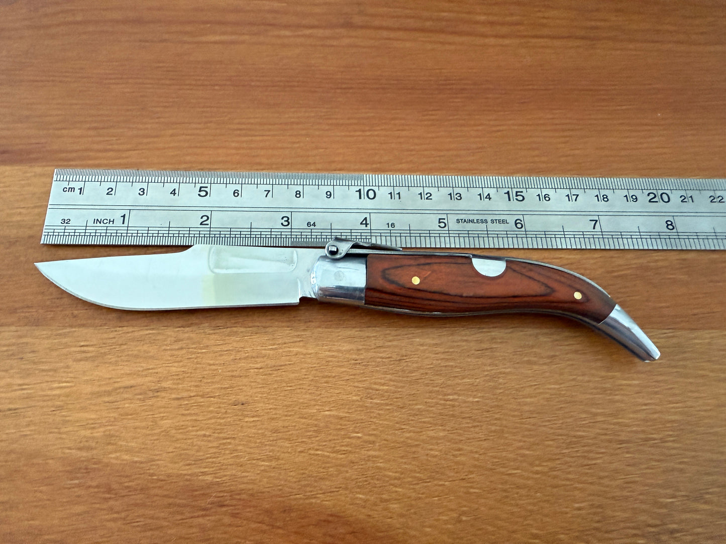 3.14” Spanish Navaja Teja Albacete Pocket Knife Red Wood Handmade - USA Seller