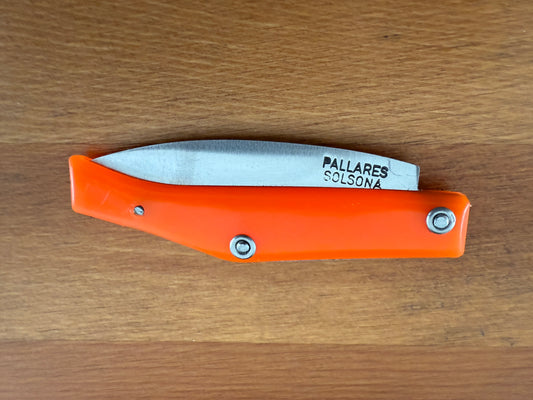 Pallares Solsona Pocket Knife Carbon Steel 2.76" / 7 cm Orange from Spain New