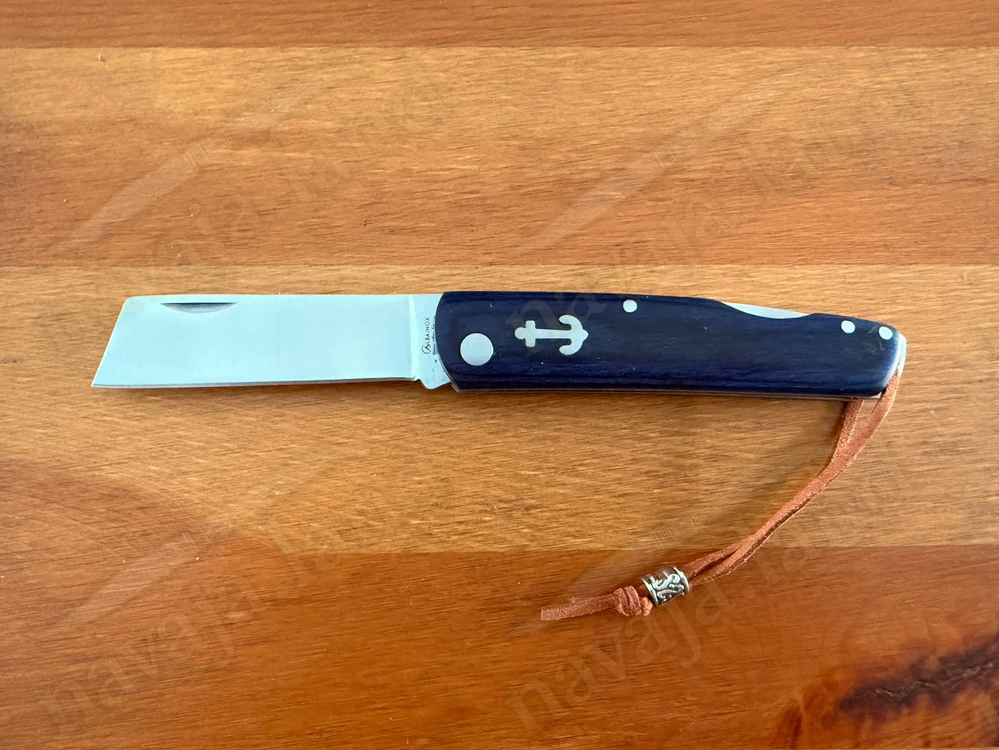 2.95" Cut Tip Navaja Pocket Knife Sailor / Marinera Blue Wood Handle Lockback