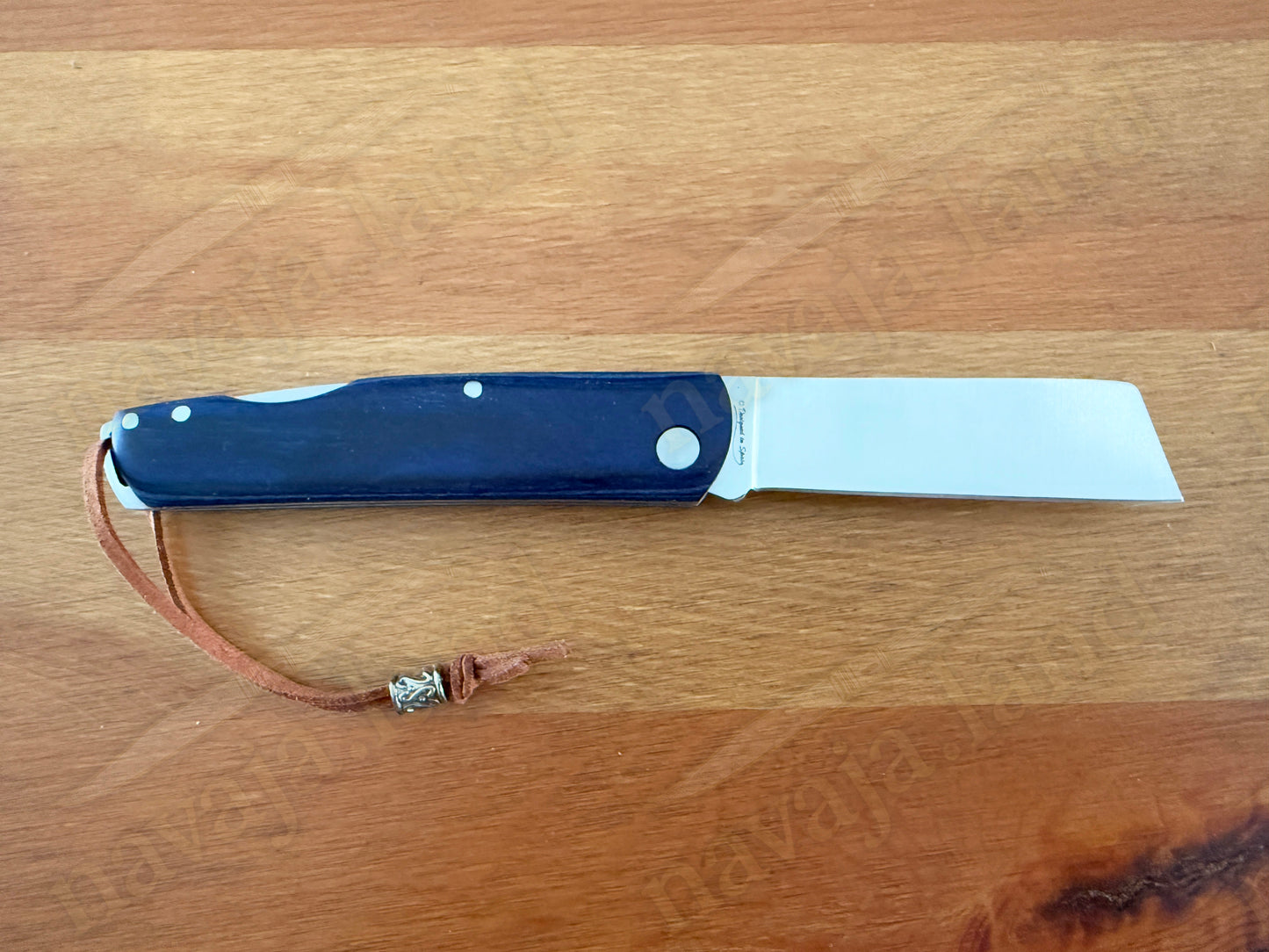2.95" Cut Tip Navaja Pocket Knife Sailor / Marinera Blue Wood Handle Lockback