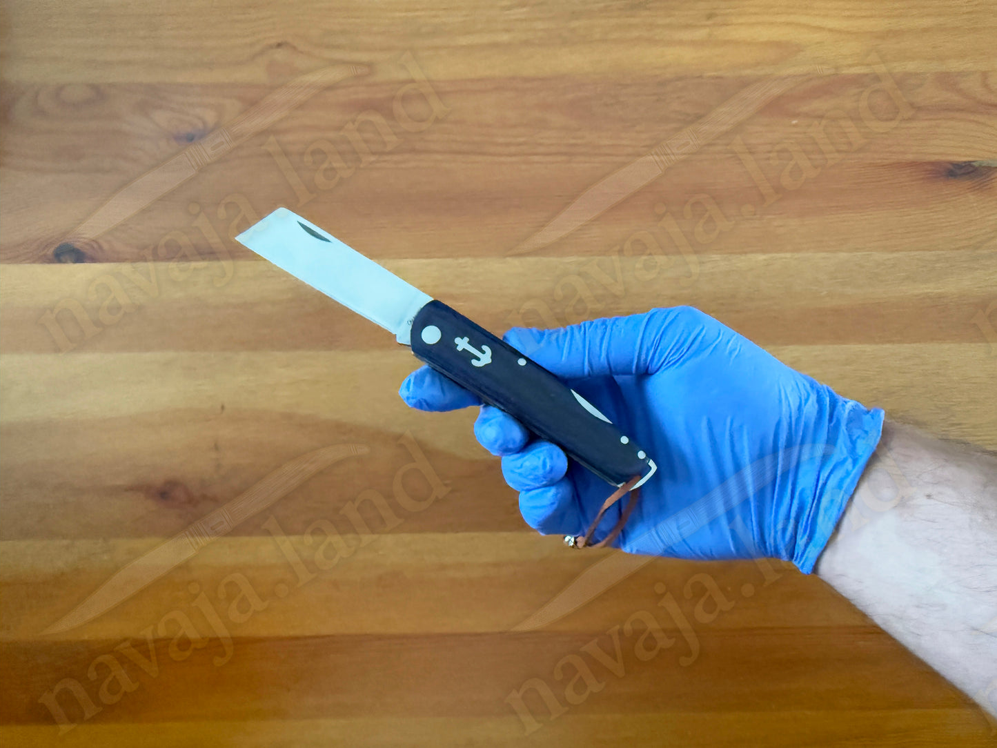 2.95" Cut Tip Navaja Pocket Knife Sailor / Marinera Blue Wood Handle Lockback