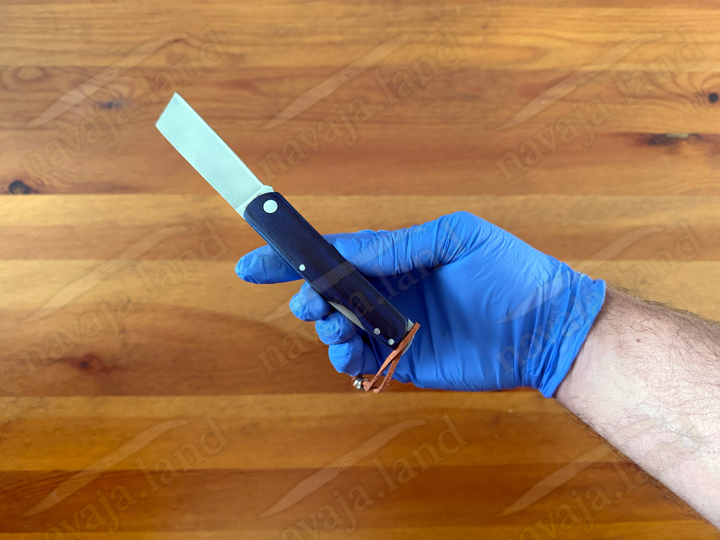 2.95" Cut Tip Navaja Pocket Knife Sailor / Marinera Blue Wood Handle Lockback