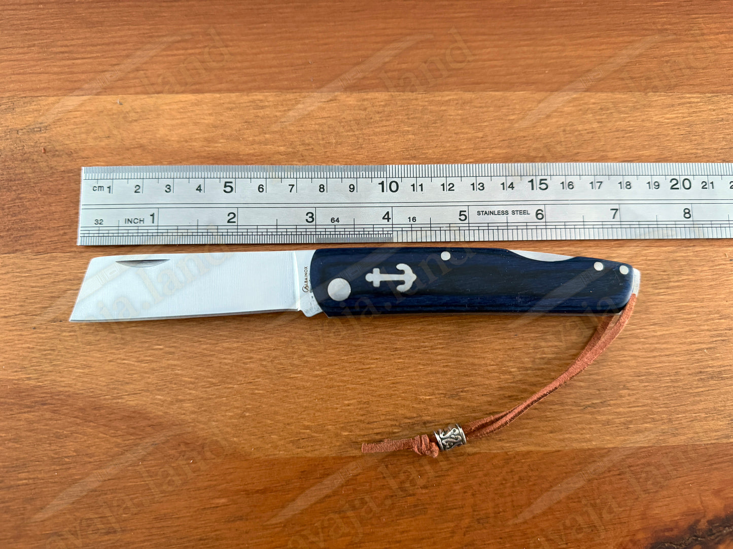 2.95" Cut Tip Navaja Pocket Knife Sailor / Marinera Blue Wood Handle Lockback