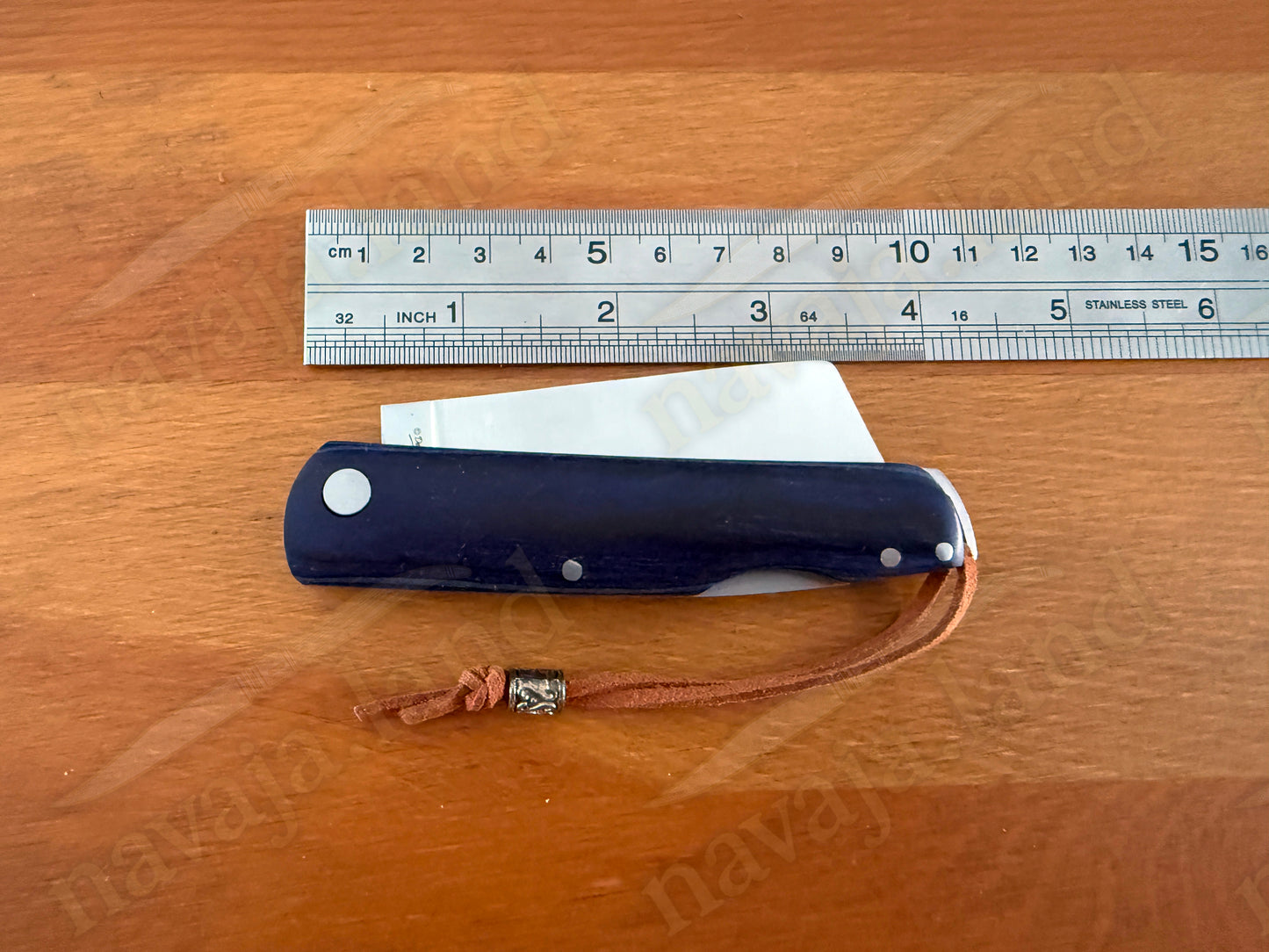 2.95" Cut Tip Navaja Pocket Knife Sailor / Marinera Blue Wood Handle Lockback