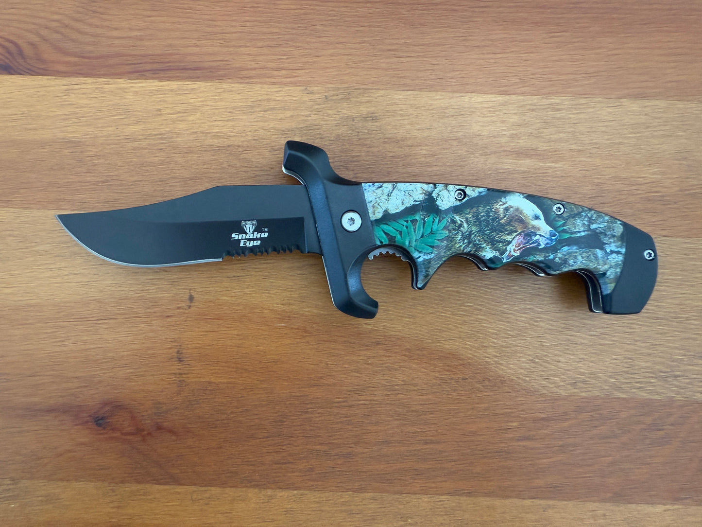 4" 3Cr13 Steel Clip Point Snake Eye Tactical Spring Assisted Folding Knife