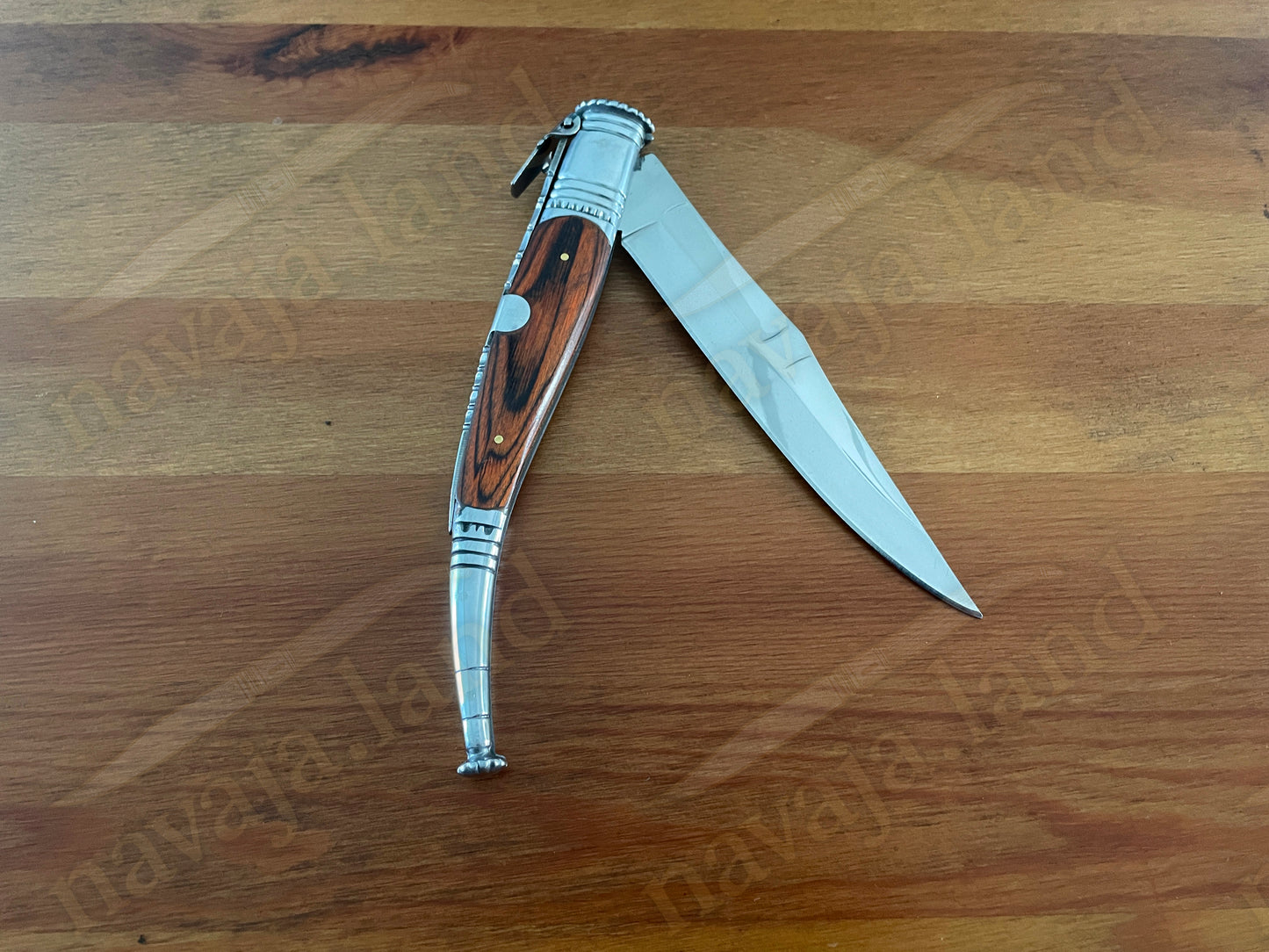 🔥 6” Spanish Classic Navaja Serrana Folding Knife – Red Wood Handle | Ratchet