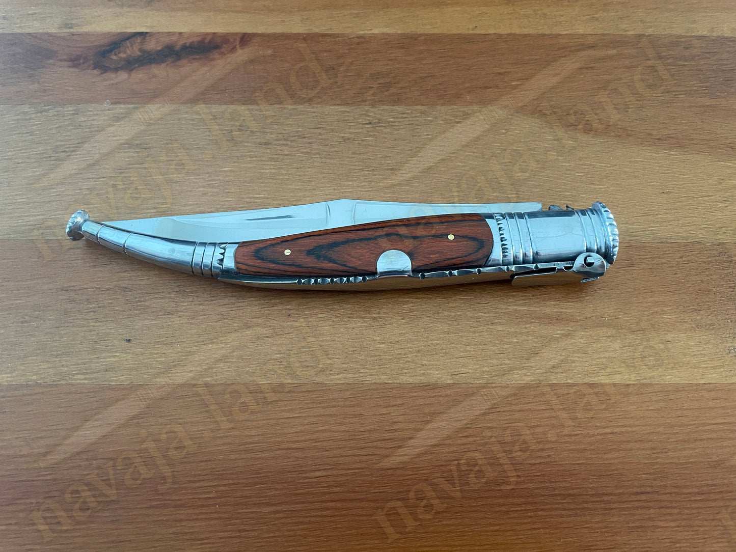 🔥 6” Spanish Classic Navaja Serrana Folding Knife – Red Wood Handle | Ratchet