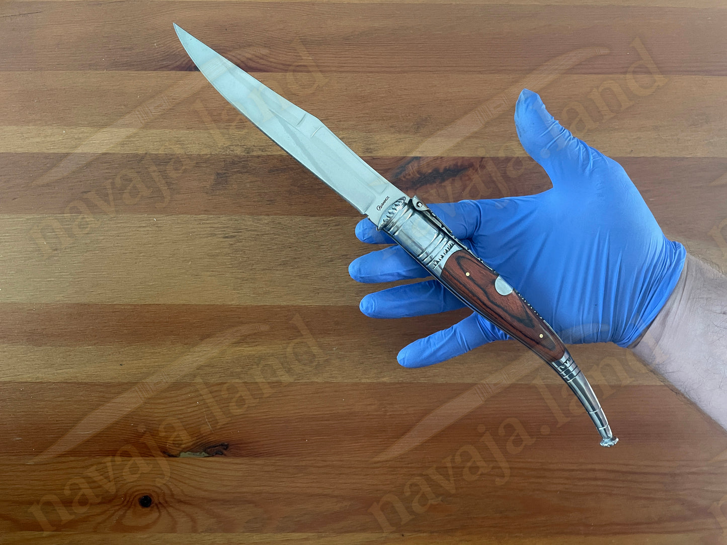 🔥 6” Spanish Classic Navaja Serrana Folding Knife – Red Wood Handle | Ratchet