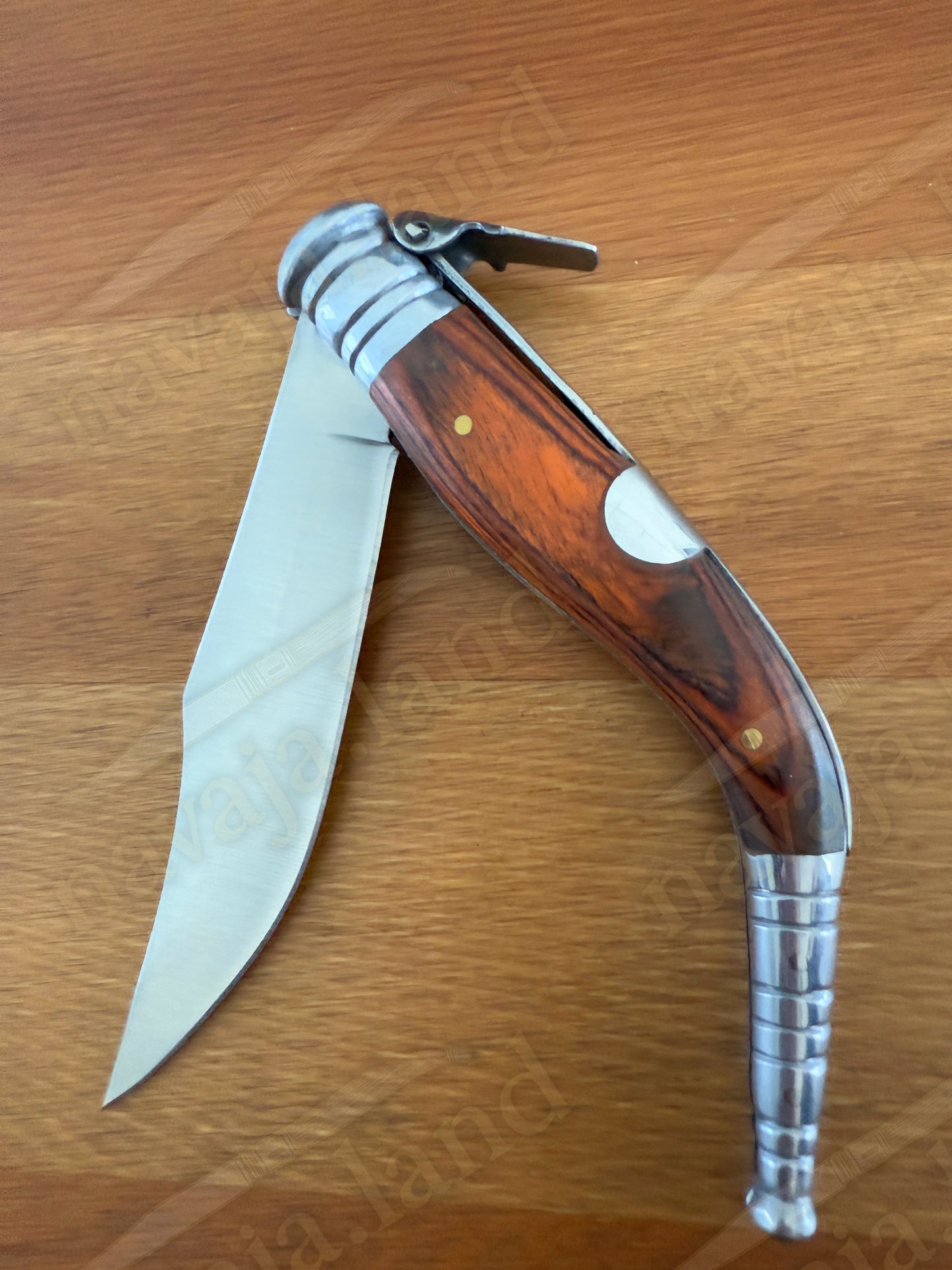 🔥4" Sevillana Style Classic Navaja Folding Knife Red Wood Handle Ratchet Lock