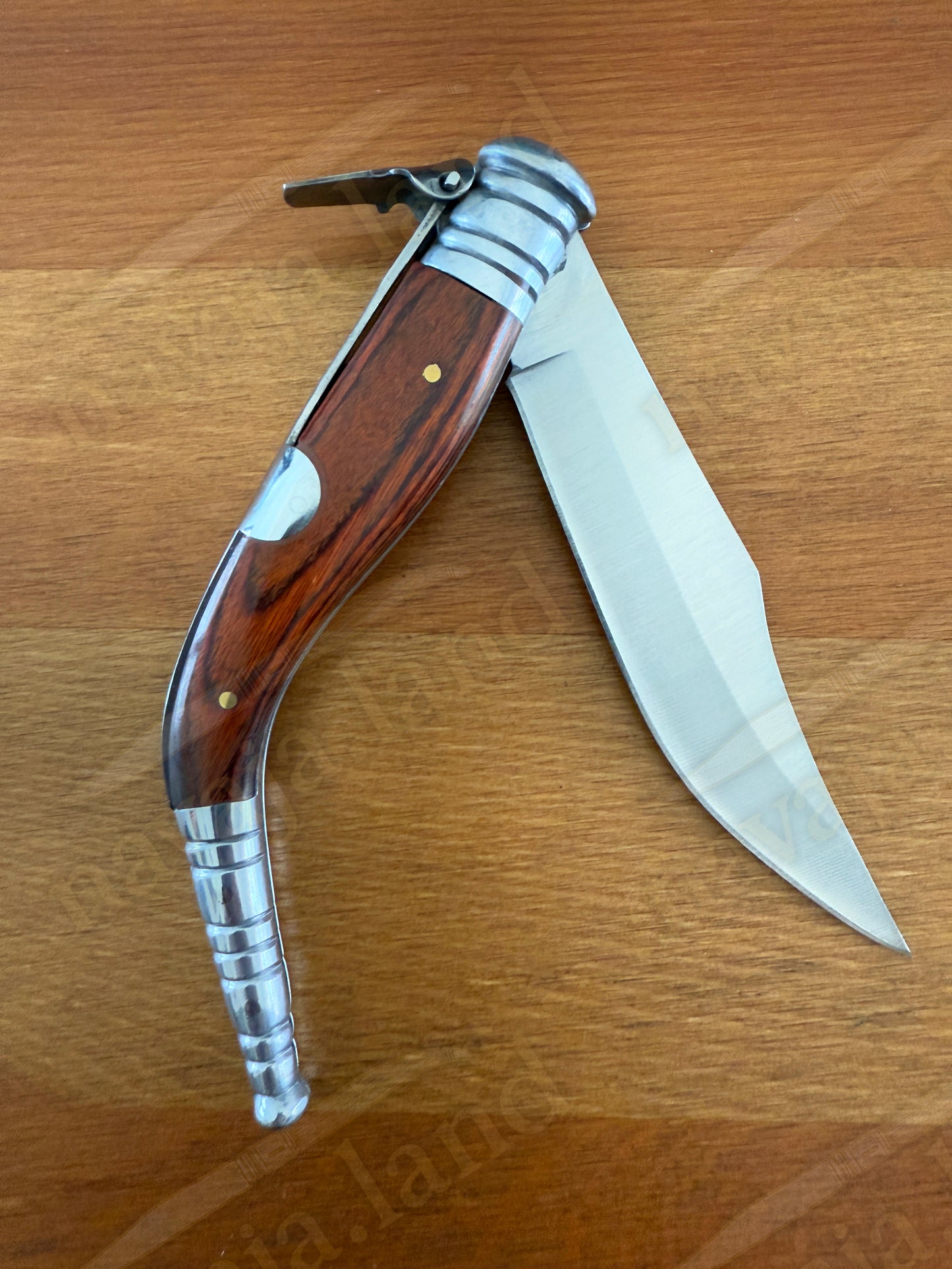 🔥4" Sevillana Style Classic Navaja Folding Knife Red Wood Handle Ratchet Lock