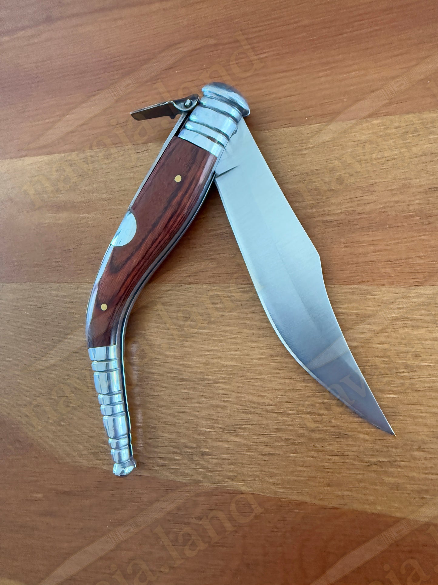 🔥4" Sevillana Style Classic Navaja Folding Knife Red Wood Handle Ratchet Lock