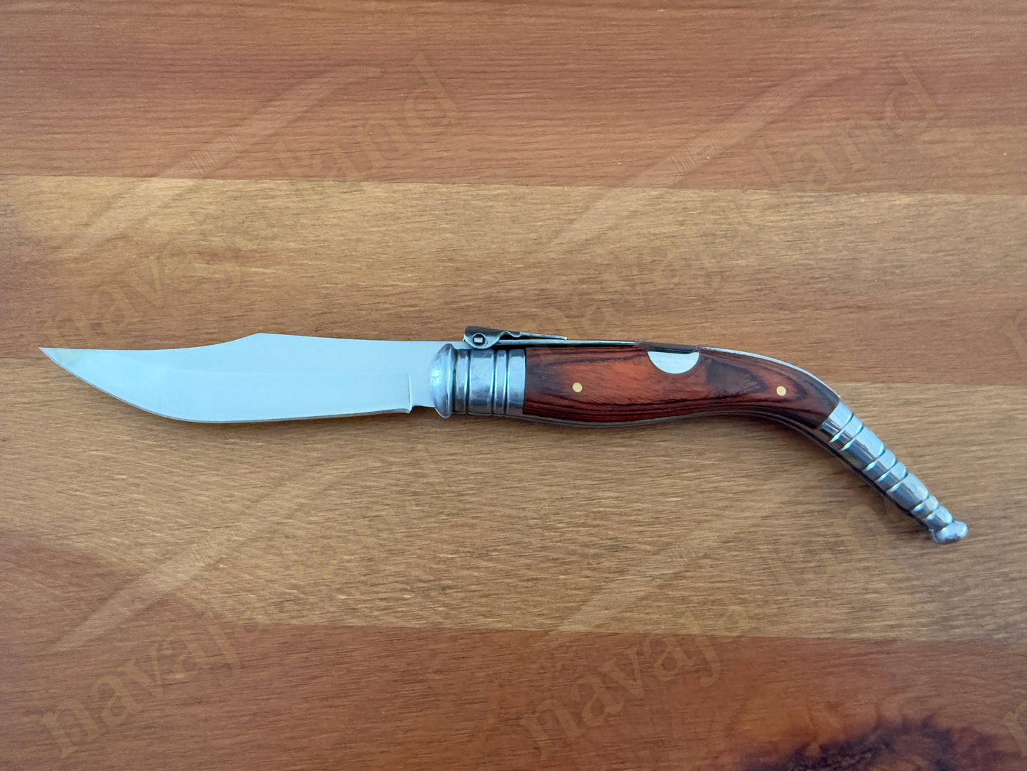 🔥4" Sevillana Style Classic Navaja Folding Knife Red Wood Handle Ratchet Lock
