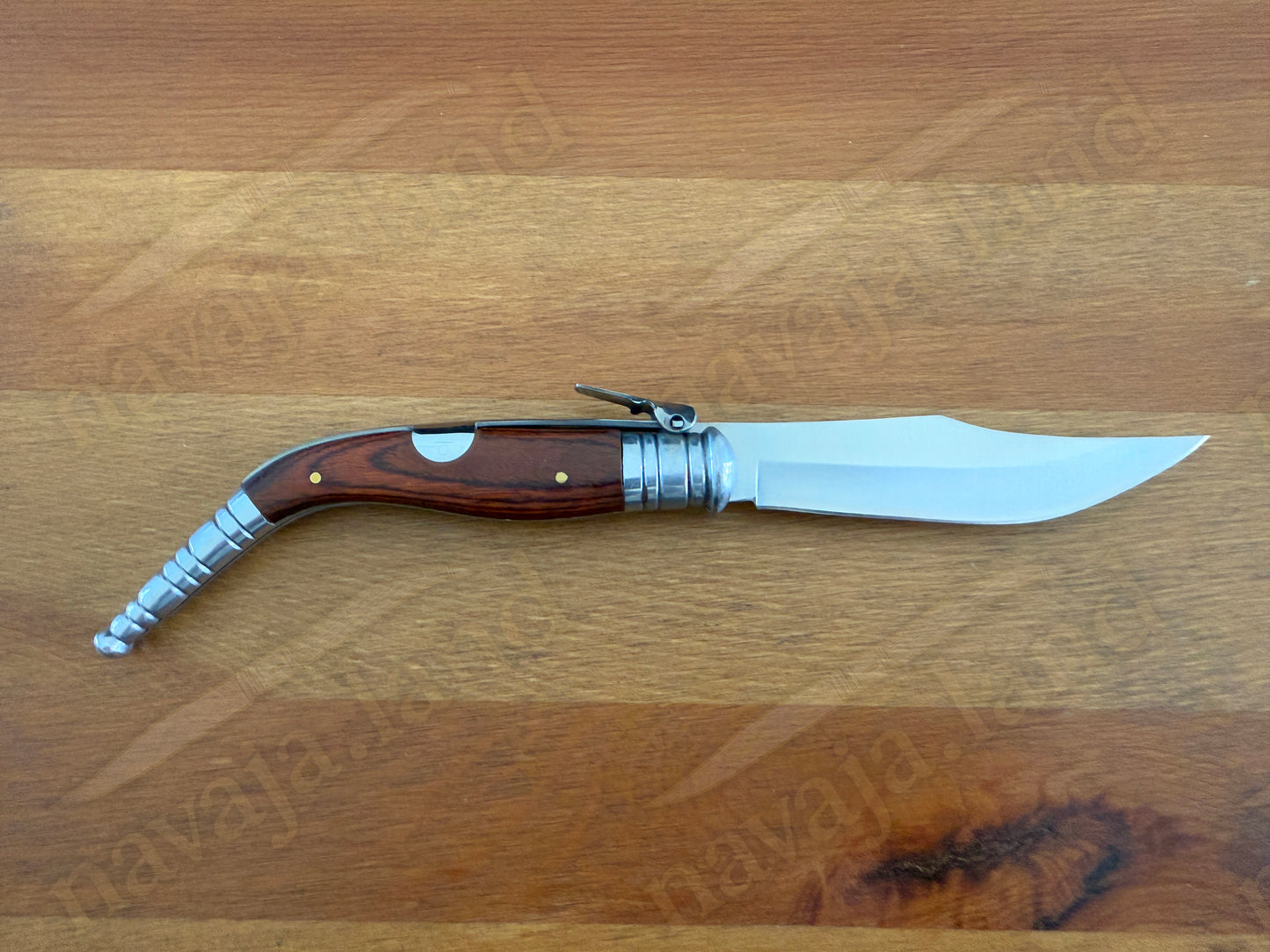 🔥4" Sevillana Style Classic Navaja Folding Knife Red Wood Handle Ratchet Lock